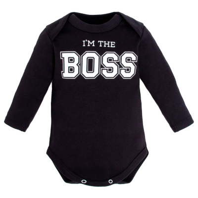 Боди с длинным рукавом Little Boss Крошка Я 9096421 чёрное 1